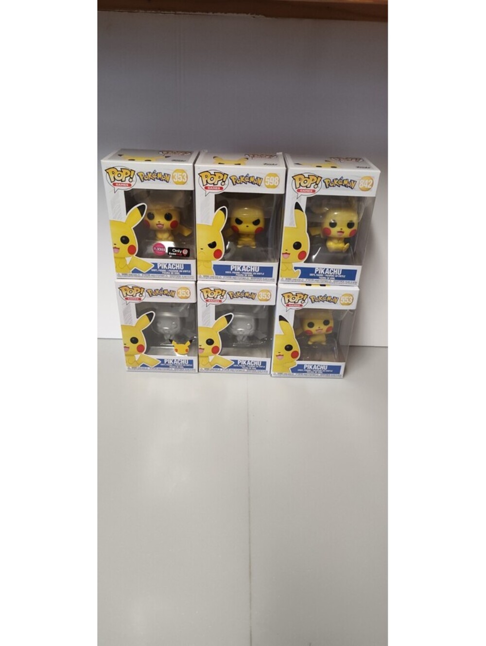 Funko Pop Pokemon Pikachu Lot of 6 #353 Flocked Silver #553 #598 #842